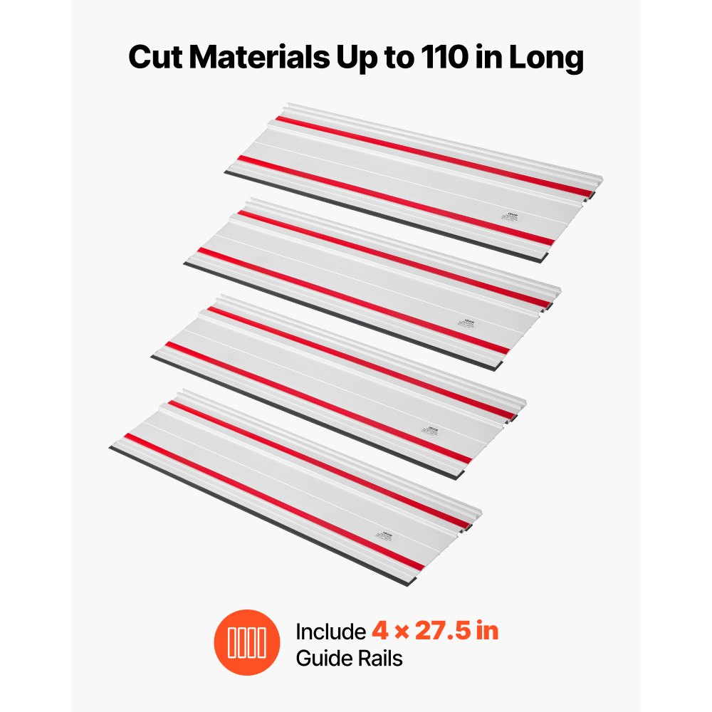 VEVOR Binario di Guida per Troncatrice Circolare Lunghezza Guida 698,5 mm Set 4 Guide in Alluminio 3 Connettori, Set di Guide per Seghe Circolari per Lavorazione del Legno per Fai-da-te Falegnameria