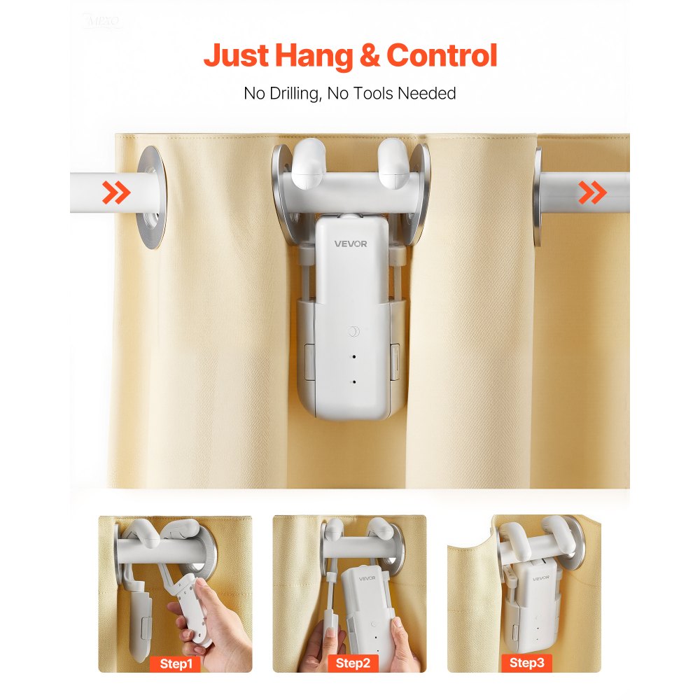 VEVOR Apri Tenda Automatico Controllo APP Telecomando Apri Tenda Elettrico, Compatibile con Alexa e Google Home, con Modalità Silenziosa Timer, per Guida di Tende Romane