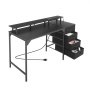 VEVOR 120 cm Computer Desk with Smart LED Lights and Power Outlets, Gaming Office Desk with 4 Large Drawers, Monitor Stand, Study Work for Home Office, Small Spaces, Easy Storage, Black