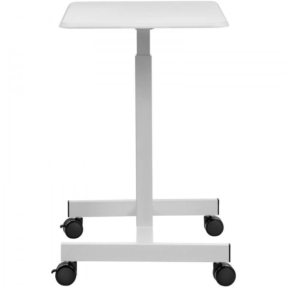 VEVOR Tavolo Mobile di Laptop con 4 Ruote Materiale in Acciaio e Scheda di Densità P2, Tavolo Regolabile per Computer Portatile da 76-110cm Colore Bianco, Uso per Ufficio, Classe, Casa, Ospedale, ecc.