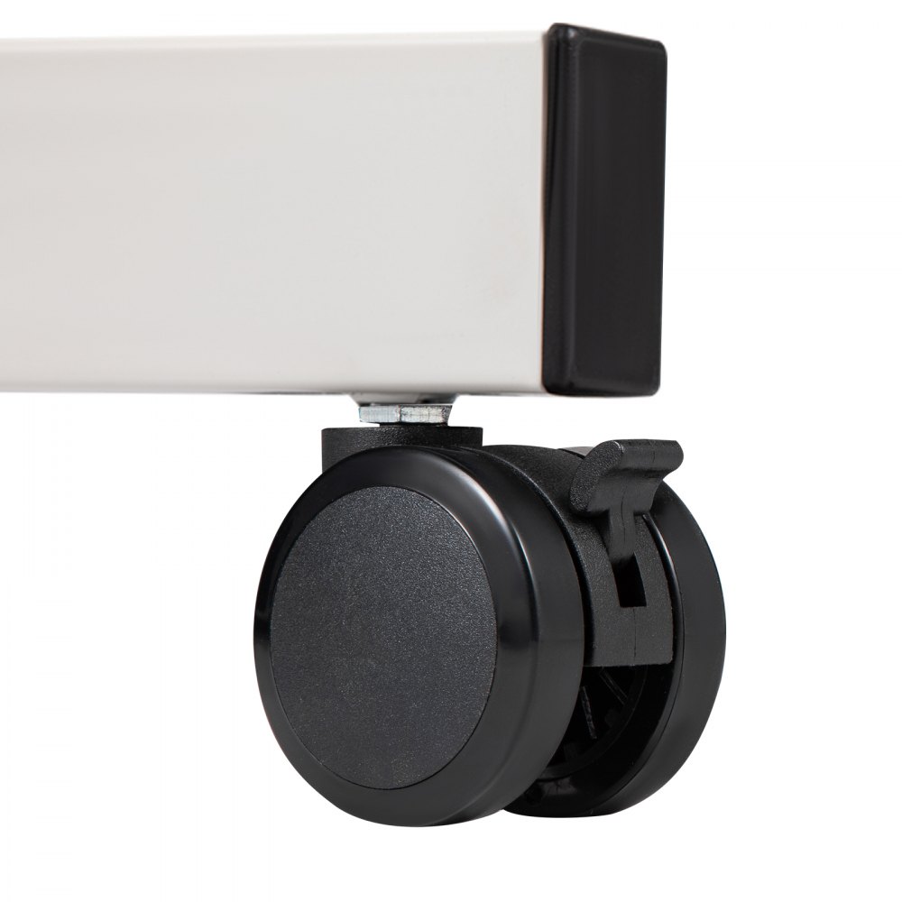 VEVOR Tavolo Mobile di Laptop con 4 Ruote Materiale in Acciaio e Scheda di Densità P2, Tavolo Regolabile per Computer Portatile da 76-110cm Colore Bianco, Uso per Ufficio, Classe, Casa, Ospedale, ecc.