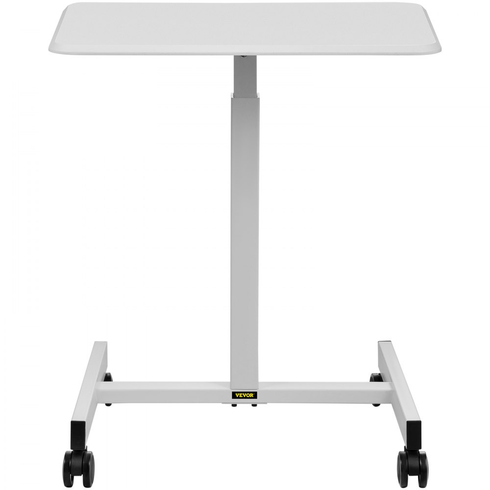 VEVOR Tavolo Mobile di Laptop con 4 Ruote Materiale in Acciaio e Scheda di Densità P2, Tavolo Regolabile per Computer Portatile da 76-110cm Colore Bianco, Uso per Ufficio, Classe, Casa, Ospedale, ecc.