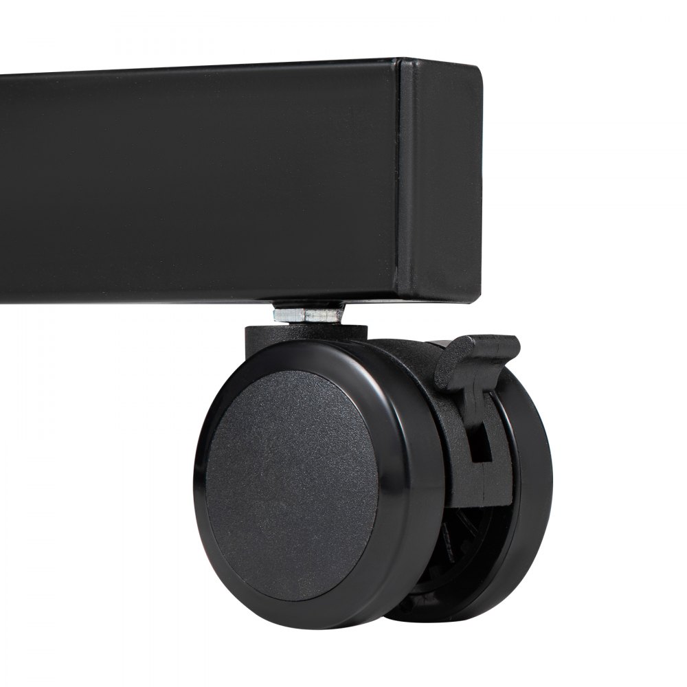 VEVOR Tavolo Mobile di Laptop con 4 Ruote, Tavolo Regolabile da 76-110cm, Desktop da 65 x 48 cm Colore Nero Materiale in Acciaio e Scheda di Densità P2, Uso per Ufficio, Classe, Casa, Ospedale, ecc.