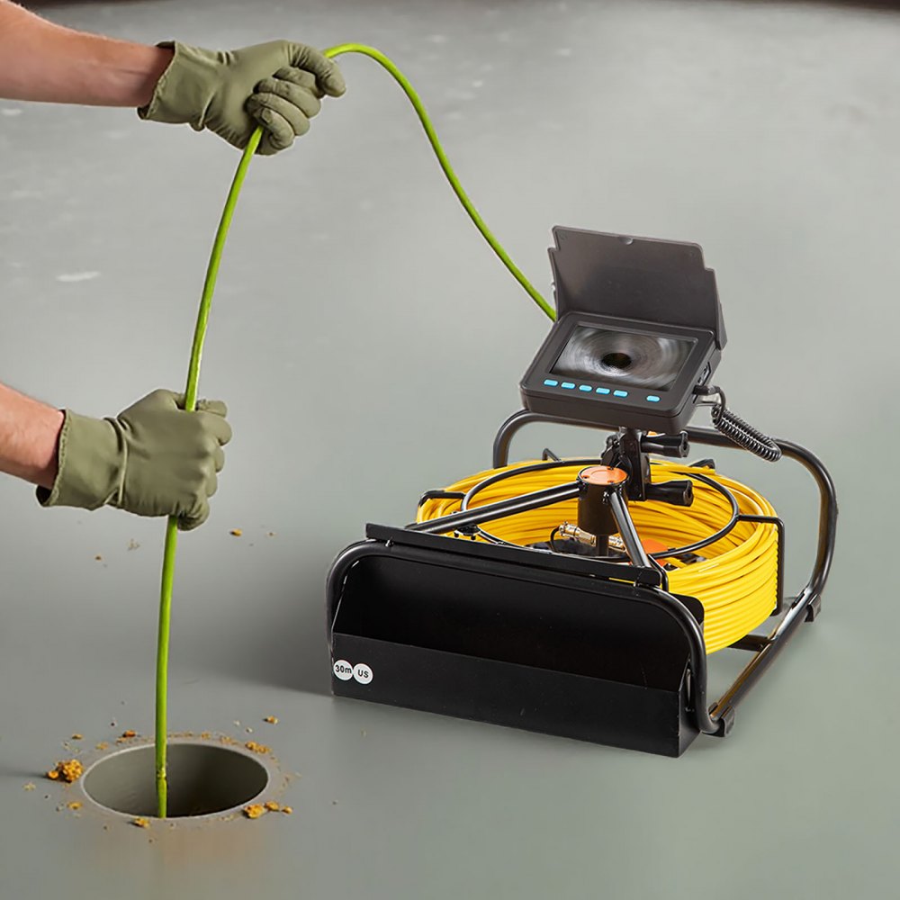 VEVOR Telecamera di Ispezione di drenaggio 30M Endoscopio per Fognatura con LCD