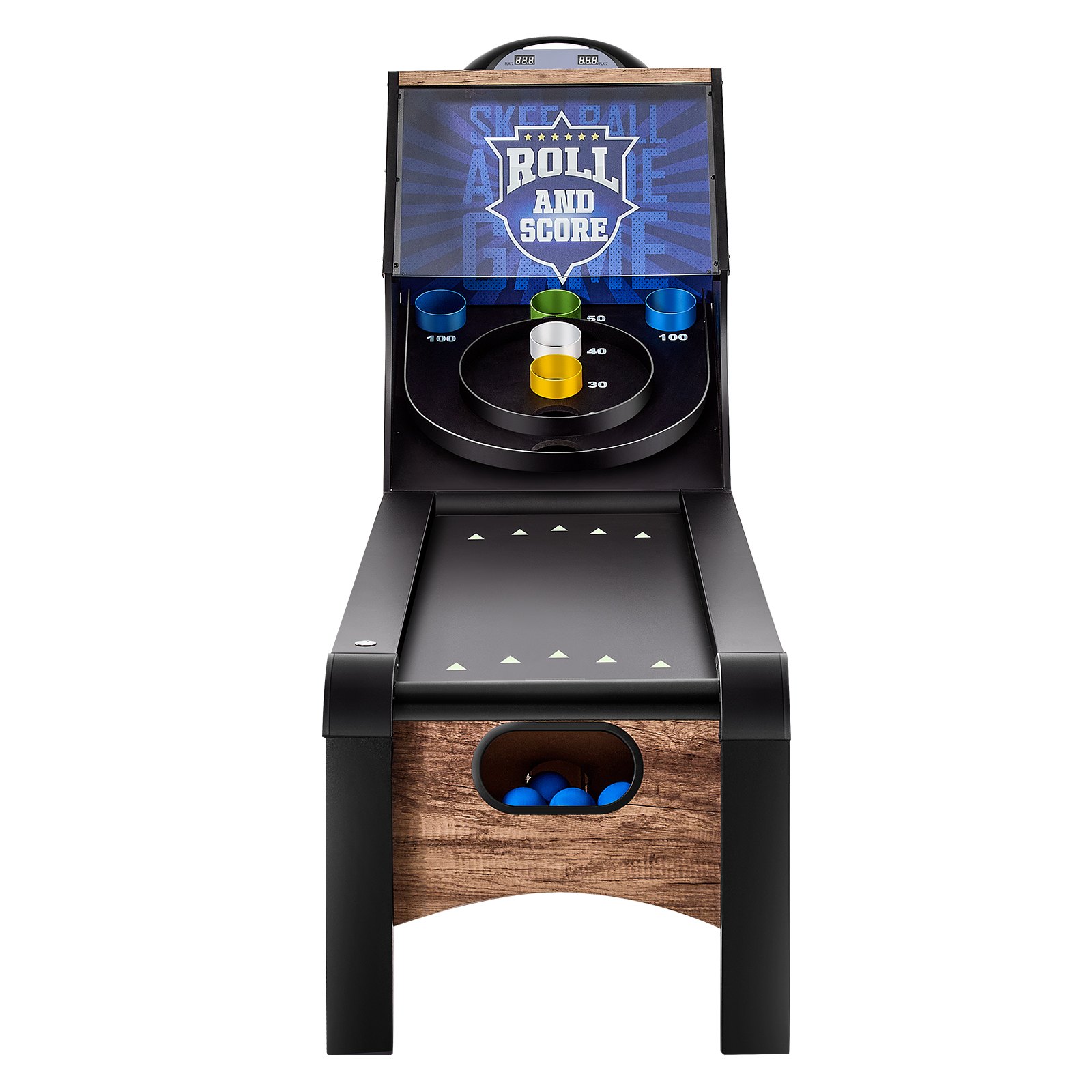VEVOR Roll e Score Classico Tavolo da Gioco Arcade 2743 mm, per Macchina con Segnapunti Elettronico a LED, Suono, Ritorno Automatico della Palla 4 Palline Incluse, Sala Giochi Ricreativa