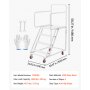 VEVOR Scala Mobile a 4 Gradini per Magazzino, Antiscivolo, Portata 400 kg, Struttura in acciaio legato con corrimano, gradini antiscivolo e ruote bloccabili, ideale per garage, biblioteche e fabbriche