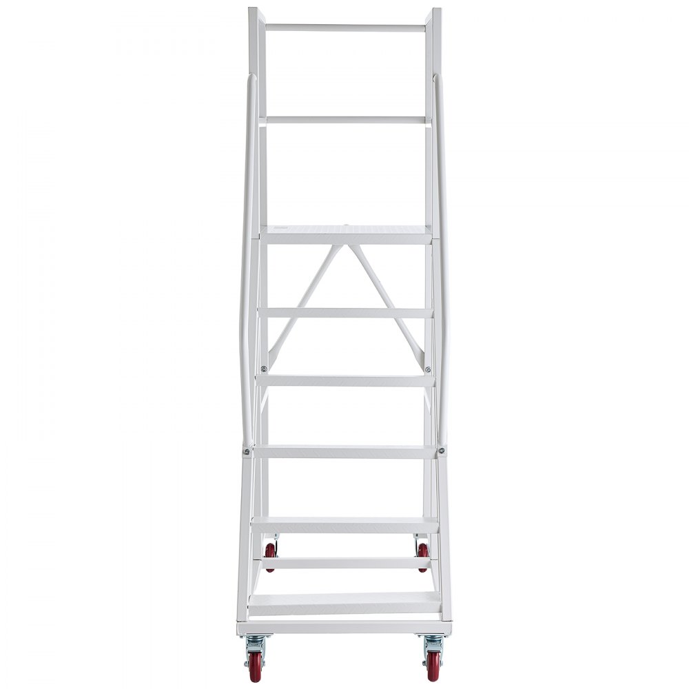 VEVOR Scala Mobile a 6 Gradini per Magazzino, Antiscivolo, Portata 500 kg, Struttura in acciaio legato con corrimano, gradini antiscivolo e ruote bloccabili, ideale per garage, biblioteche e fabbriche