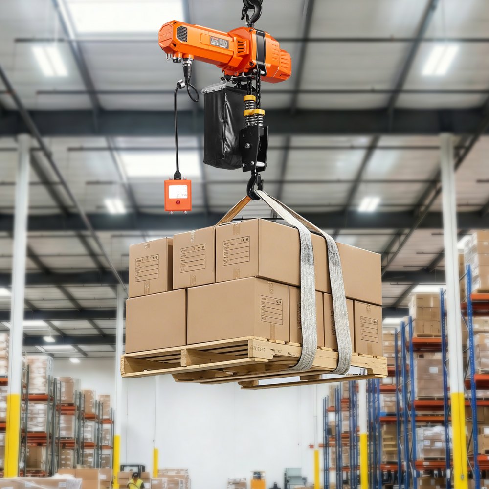 VEVOR 1000 kg Electric Chain Hoist, 3 m Lifting Height, 230V Single Phase Overhead Crane with 100 m Wireless & 2.4 m Wired Remote Control, Power Electric Hoist for Factories, Warehouses, Garages