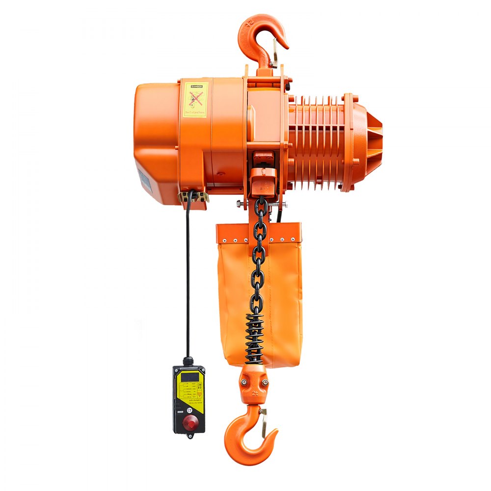 VEVOR Paranco Elettrico a Catena Fisso da 2000 kg, Paranco del Carico a Catena Singolo G100, Altezza di Sollevamento 6 m, con Telecomando Wireless da 100 m, Trifase per Fabbriche, Garage e Magazzini