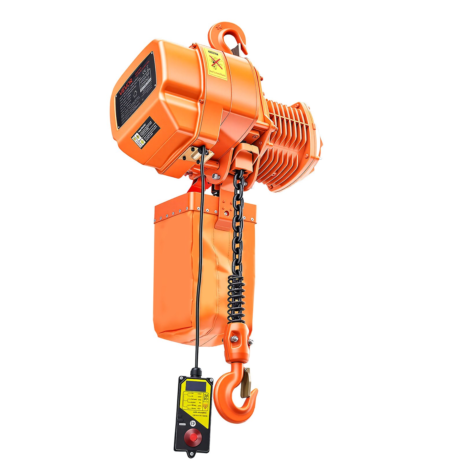 VEVOR Paranco Elettrico a Catena Fisso da 2000 kg, Paranco del Carico a Catena Singolo G100, Altezza di Sollevamento 6 m, con Telecomando Wireless da 100 m, Trifase per Fabbriche, Garage e Magazzini