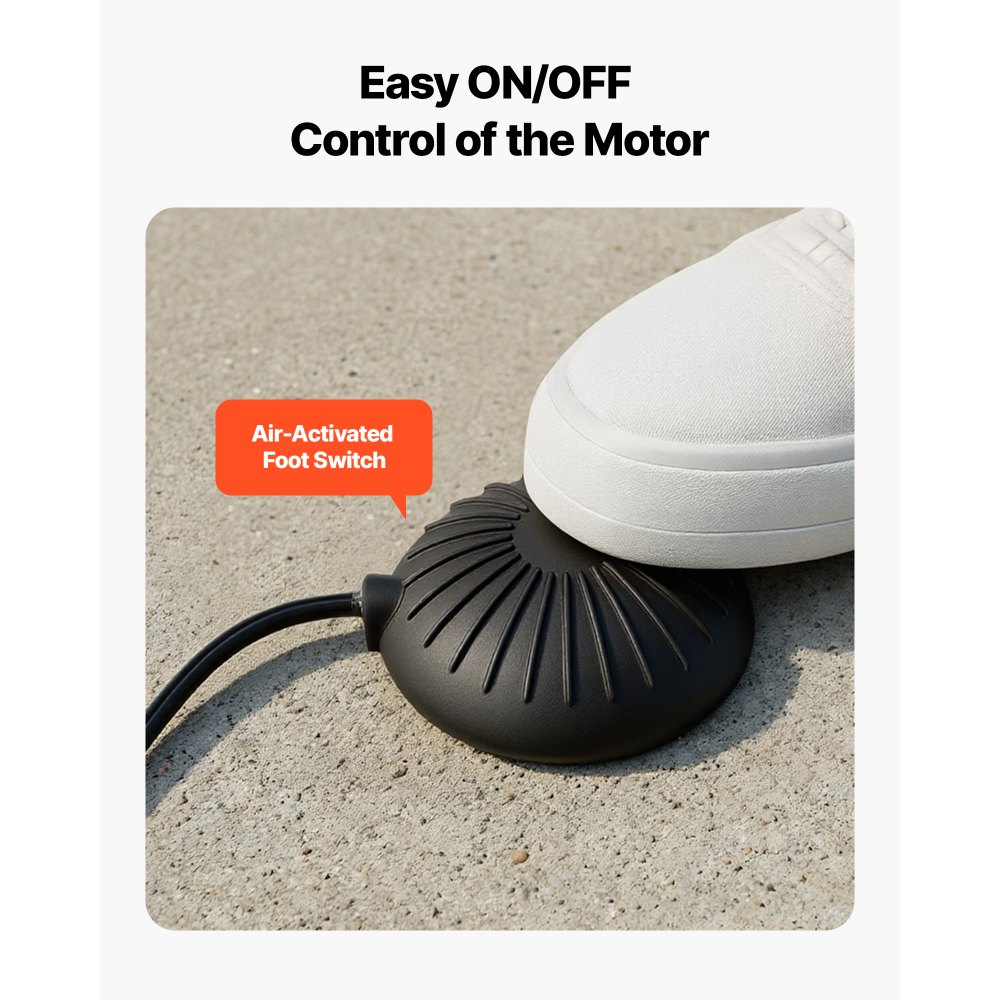 VEVOR Drain Cleaner Machine 22m x 9.5mm, Sewer Snake Auger Manual Feed on Wheels, Portable Drain Cleaning Machine with 6 Cutters & Air-activated Foot Switch for 50mm to 100mm Pipes