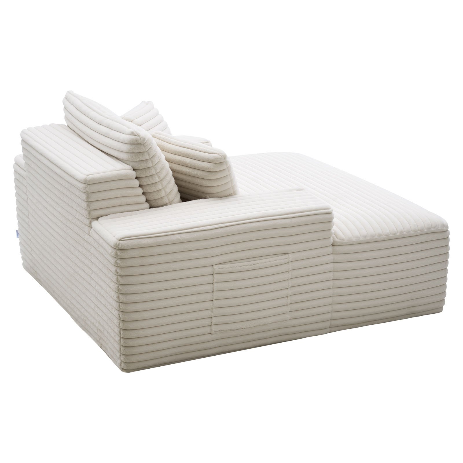 VEVOR Chaise Longue 138 cm, Divano Letto Imbottito con Cuscini Decorativi e Braccioli, Divano Letto con Seduta Profonda per Soggiorno, Poltrona Lounge in Spugna Altamente Elastica, Beige