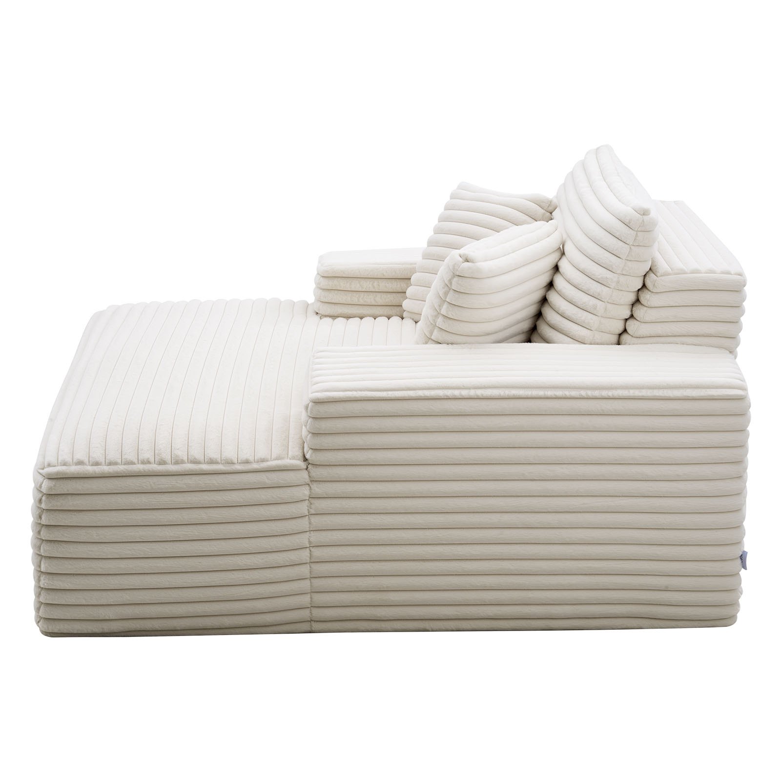 VEVOR Chaise Longue 138 cm, Divano Letto Imbottito con Cuscini Decorativi e Braccioli, Divano Letto con Seduta Profonda per Soggiorno, Poltrona Lounge in Spugna Altamente Elastica, Beige