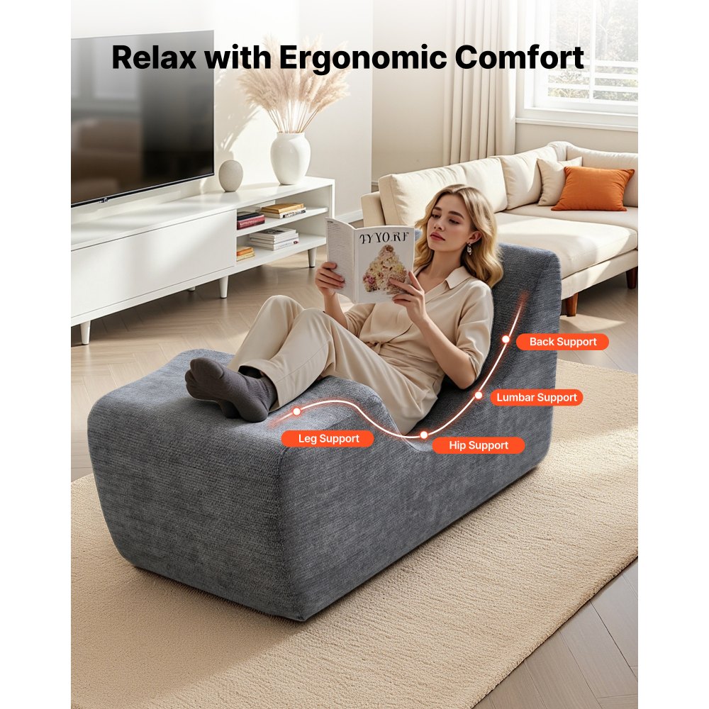VEVOR Sedia da Yoga Chaise Longue, Sedia Ergonomica Chaise Longue, da Interno in Schiuma Curva Senza Ossa per Massaggi, Stretching, Rilassamento, Esercizio, Utilizzabile in Soggiorno, Grigio