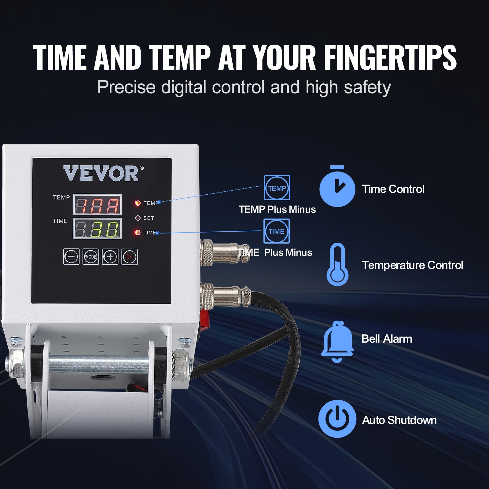 VEVOR Pressa di Calore 380 x 380 mm Pressa di Calore ad Alta Pressione per Magliette, Riscaldamento Rapido, Stampante Digitale a Sublimazione Industriale per Vinile a Trasferimento di Calore, Bianco