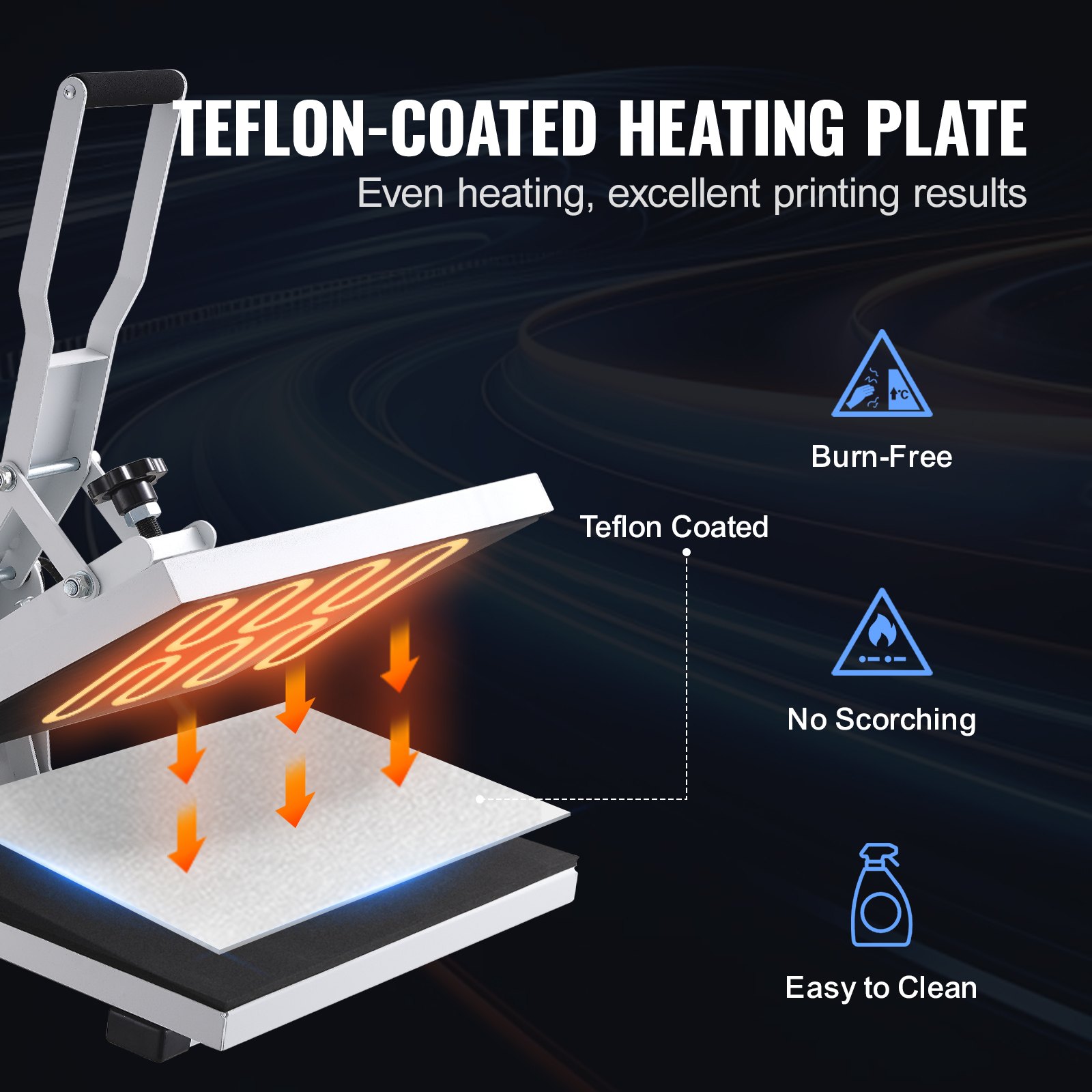 VEVOR Pressa di Calore 380 x 380 mm Pressa di Calore ad Alta Pressione per Magliette, Riscaldamento Rapido, Stampante Digitale a Sublimazione Industriale per Vinile a Trasferimento di Calore, Bianco