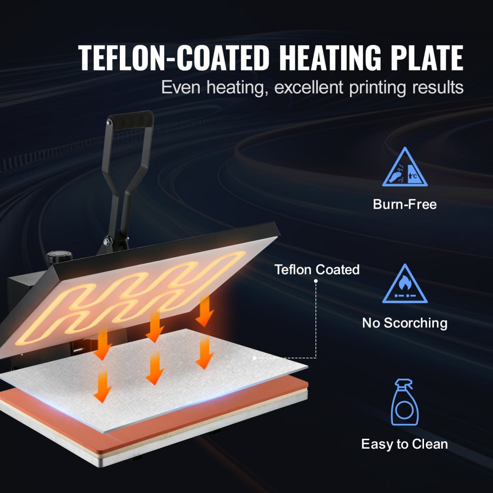 VEVOR Pressa di Calore, Pressa di Calore Potenza, Riscaldamento Pressa di Calore per Magliette, Stampante Digitale Sublimazione Industriale per Vinile Trasferimento Termico, Nero,400 x 600 mm, 1700W