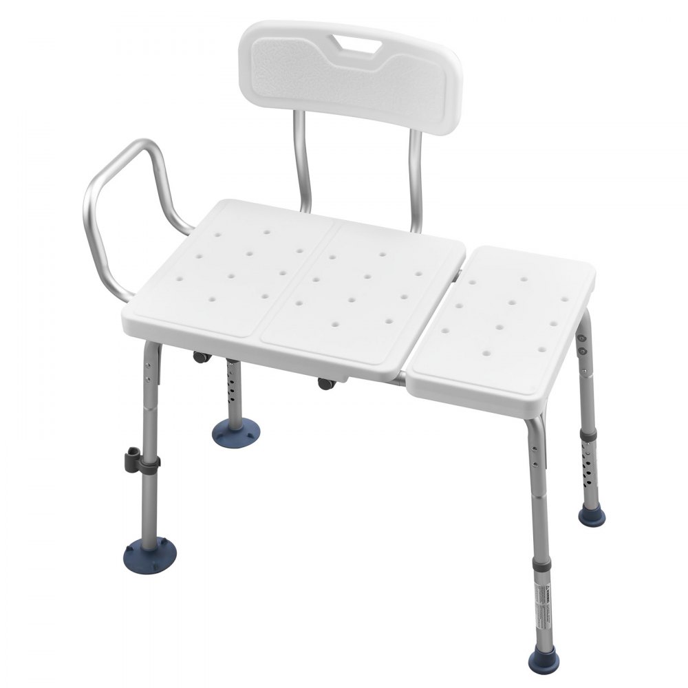 VEVOR Panca da Vasca da Bagno Carico max 180 kg, Sedia per Trasferimento Vasca da Bagno con Braccioli Schienale, Sedile da Doccia Altezza Regolabile per Anziani Pazienti Mobilità Ausiliare Box Doccia