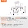 VEVOR Panca di Trasferimento per Vasca 920 x 610 x 925 mm Panca di Trasferimento per Vasca Regolabile con Protezione per Tende a Forma di U, Schienale Reversibile, per Anziani Disabili, Carico 180 kg
