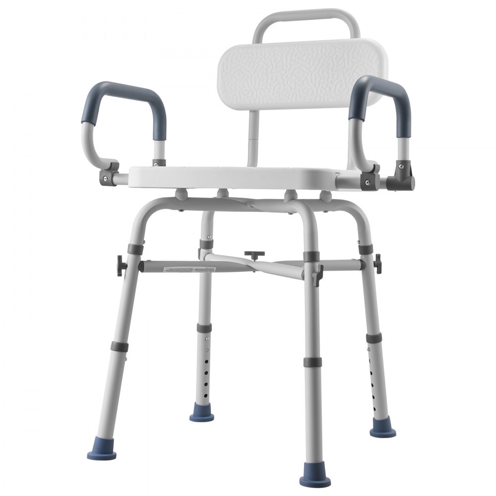 VEVOR Sedia da Doccia Girevole 360° con Braccioli Schienale, Sedia da Doccia per Anziani Pazienti Carico max 227 kg, Sedile Girevole per Vasca da Bagno Box Doccia Altezza Regolabile 415 a 540 mm