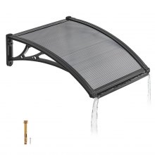 VEVOR Tettoia da Sole Tettoia per Porta d'Ingresso da Balcone Dimensioni Generali 610 x 600 x 190 mm, Pensilina Tettoia per Esterno da Balcone Cortile Giardino con Canale di Drenaggio, Grigio