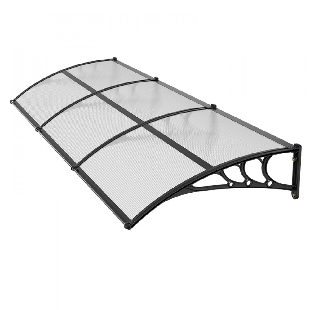 VEVOR Tettoia da Sole Pensilina per Porta d'Ingresso da Balcone 96,5 x 297,5 cm, Tettoia da Sole da Esterno per Finestre di Portici Balconi Cortile Giardino Protezione da Pioggia Neve Trasparente