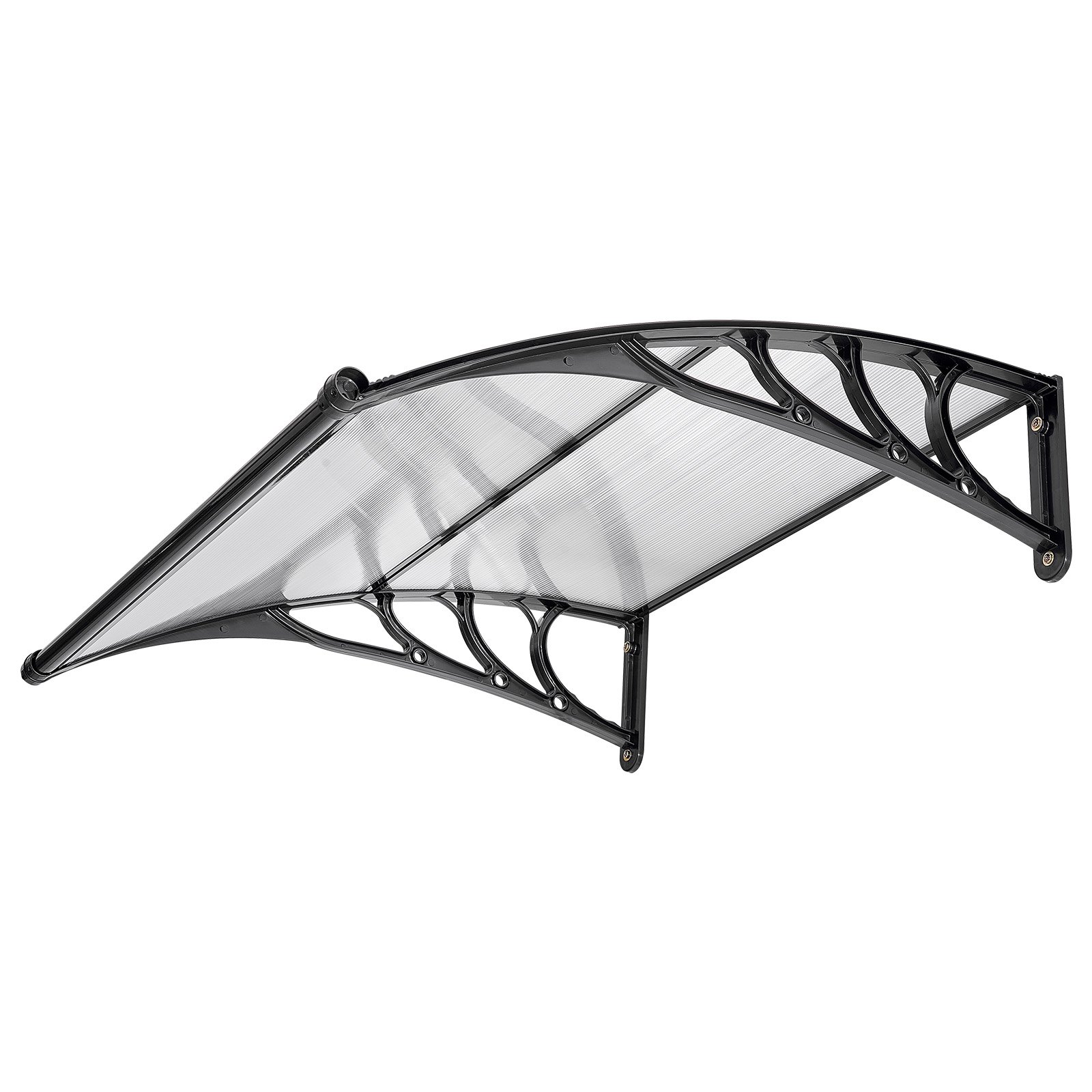 VEVOR Tettoia per Ingresso di Porte Entrata Portici Finestre 96,5x101,7 cm, Pensilina da Sole per Esterno in Policarbonato Trasparente per Finestre di Portici Balconi Terrazza Protezione Pioggia Neve