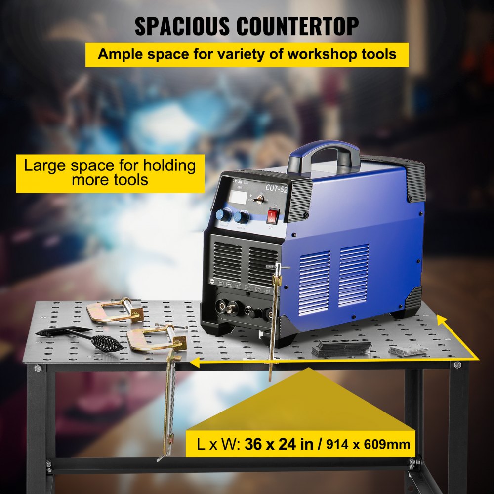 VEVOR Tavolo da Saldatura 914,4 x 609,4 mm Banco da Lavoro per Saldatura, Capacità 362,87 kg Tavolo da Lavoro per Saldatura per Impieghi Gravosi con Fori di Fissaggio da 16 mm e Piedini Antiscivolo