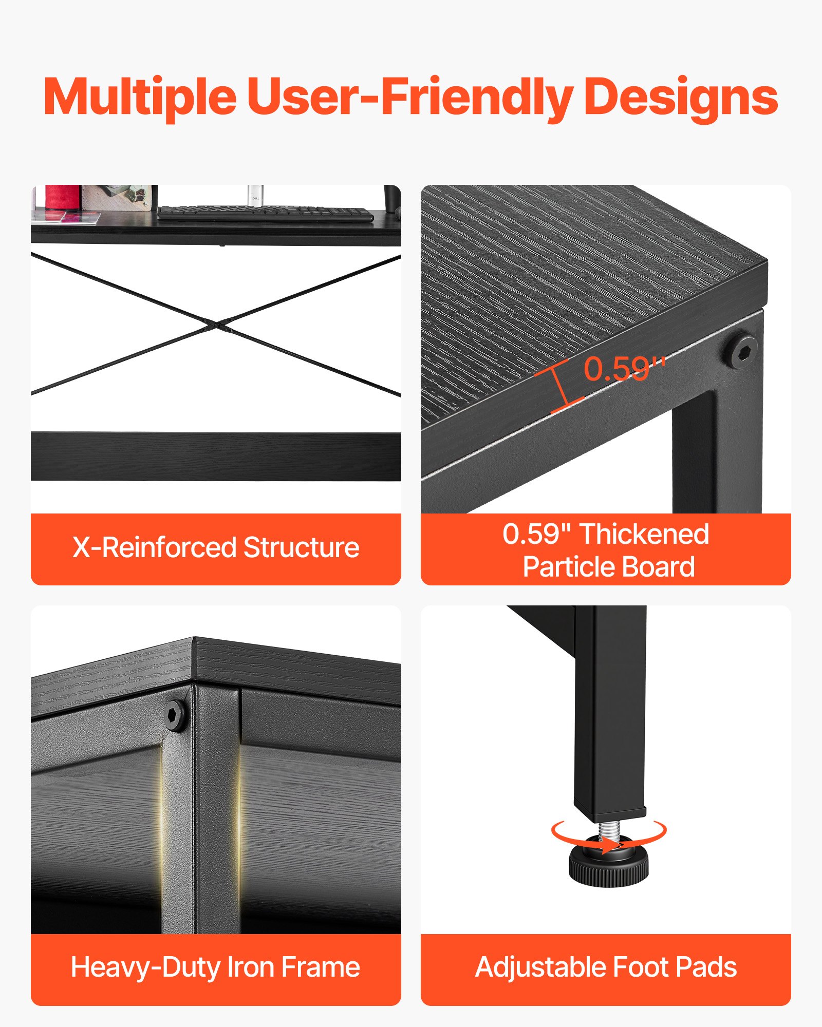 VEVOR Scrivania per Computer a Forma di L Angolare, Scrivania da Gioco ad Angolo Reversibile Lunghezza 150 cm con 4 Cassetti in Legno 2 Ripiani Portaoggetti, Tavolo per Gaming per Ufficio Casa