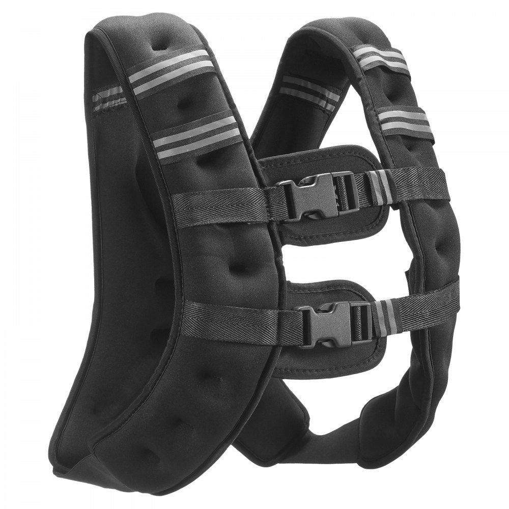 VEVOR Giubbotto con Pesi 7,32kg, Giubbotto con Pesi Fibbia Regolabile, Spalline e Striscia Riflettente per Allenamento Fisico, Attrezzatura da Allenamento Bodybuilding, Corsa, Jogging Fitness, Nero