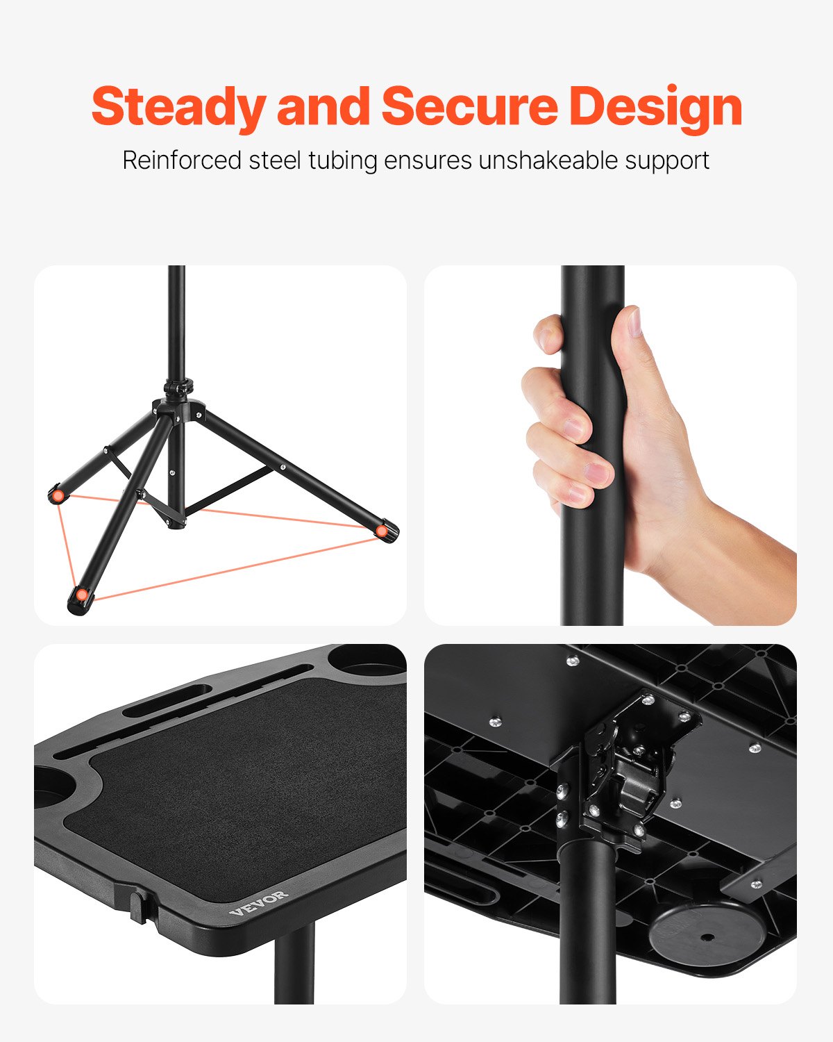 VEVOR Scrivania da Ciclismo Senza Ruote, Scrivania da Bici Pieghevole Stazione Regolabile con Supporto Triangolare Stabile, Scrivania da Fitness Multi-Slot Antiscivolo con Manubrio da Casa Ufficio