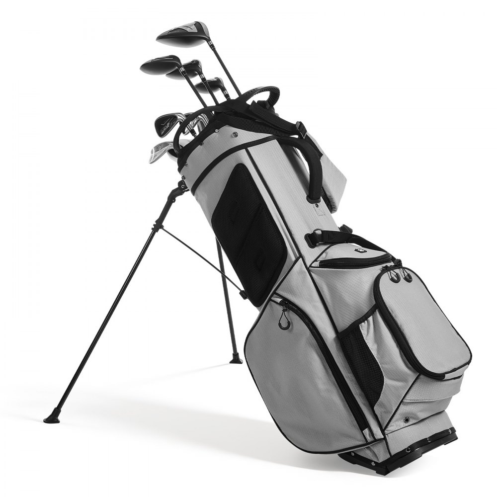 VEVOR Borsa da Golf Portaoggetti Mazze, Borsa da Golf con Supporto da Pavimento Tracolla Doppia Copertura Antipioggia, Materiale in Poliestere Rivestimento Interno in PU 210D 420 x 260 x 930 mm