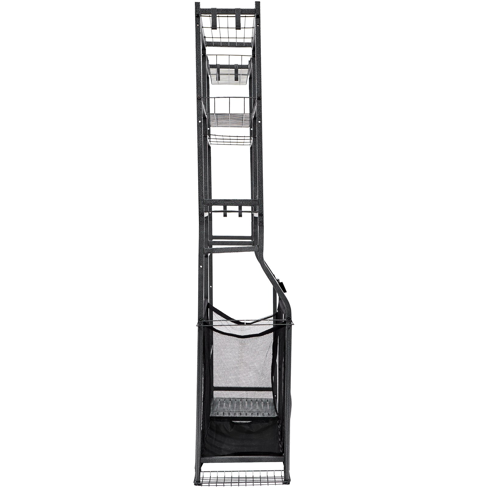 VEVOR Golf Bag Storage Suitable for 2 Golf Bags, Garage Organizer with 2 Wire Baskets, 2 Dividers, Black Golf Bag Stand for Golf Clubs, Golf Balls, Golf Equipment Accessories etc.