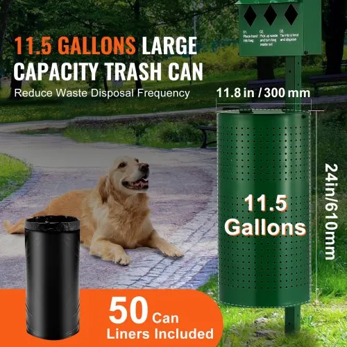 VEVOR Stazione Per Escrementi Di Cani, Antiruggine, Contenitore Per Escrementi Di Animali Domestici 43 L Con 600 Sacchetti Per Escrementi Distributore Di Sacchetti 50 Sacchetti Per Lattine Verde 85844195
