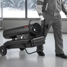 VEVOR Riscaldatore a Gasolio a Cherosene ad Aria Forzata da 50 KW, Riscaldatore Portatile a Siluro con Ruote e Temperatura Regolabile, Tipo Soffiante per Cantieri Garage Magazzini Officine, Nero