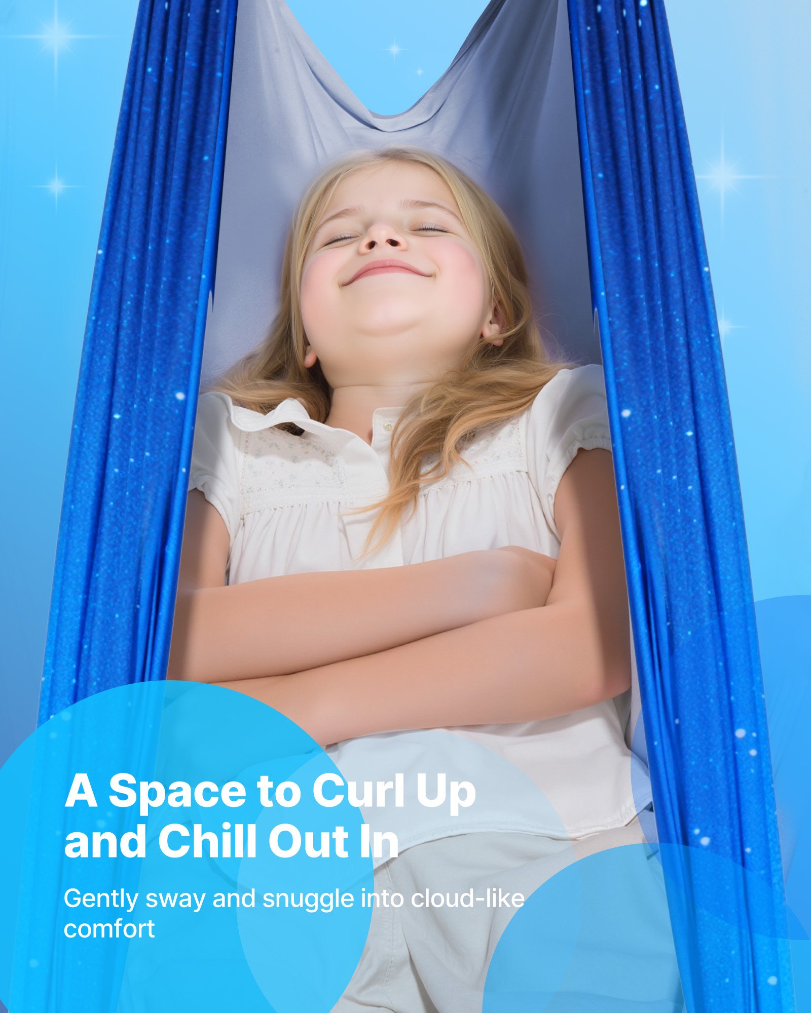 VEVOR Sensory Swing, Double-Layer Fabric Sensorys Hammock, Indoor & Outdoor Sensory Swing with 360° Swivel Hanger, O-Sling, Holds up to 136.07 kg, Adjustable Aerial Yoga, Hanging Swings for Kids