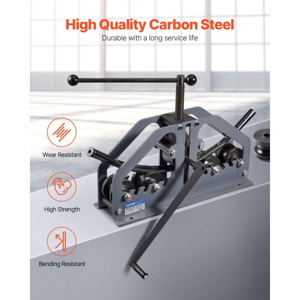 VEVOR Piegatubi a Rulli per Tubi 38,1 mm Piegatubi Manuale con 6 Matrici, Utensile per Piegare Tubi in Rame e Alluminio 360° per Tubi Quadrati, Rotondi, per Riparazioni Auto di Aria Condizionata HVAC
