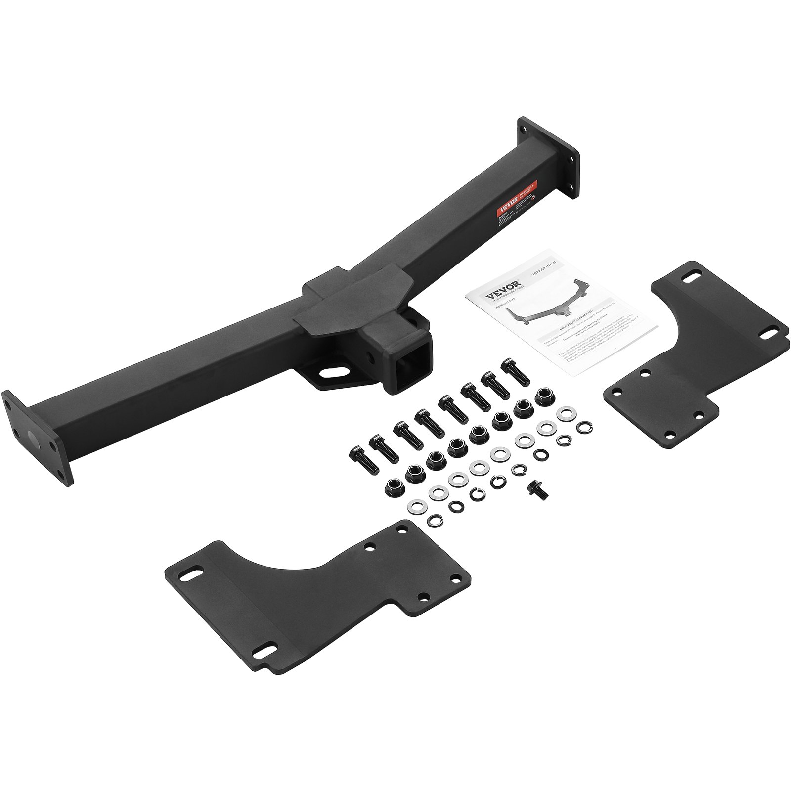 VEVOR Gancio di Rimorchio, Ricevitore da 2 Pollici, Telaio in Tubo d'Acciaio Q455B, Gancio Multi-Fit per Ricevere Supporto a Sfera, Portapacchi, Portabici, Gancio di Traino, Nero