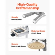 VEVOR Tagliapatate Commerciale, in Acciaio Inossidabile con 3 Lame di Ricambio,12,7/9,525/6,35 mm, una Lama per Spremitura Tagliapatate Manuale con Maestria per Ristoranti, Caffè, Bistrot