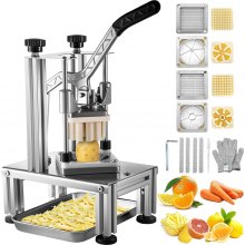 VEVOR Tritatutto Manuale Taglierina Manuale Patatine Verdure Frutta Lame in Acciaio Inox da 1/4" 3/8", Tritatutto Uso Commerciale Taglierina per Bastoncini Alimenti Frutta Verdure Manico Ergonomico