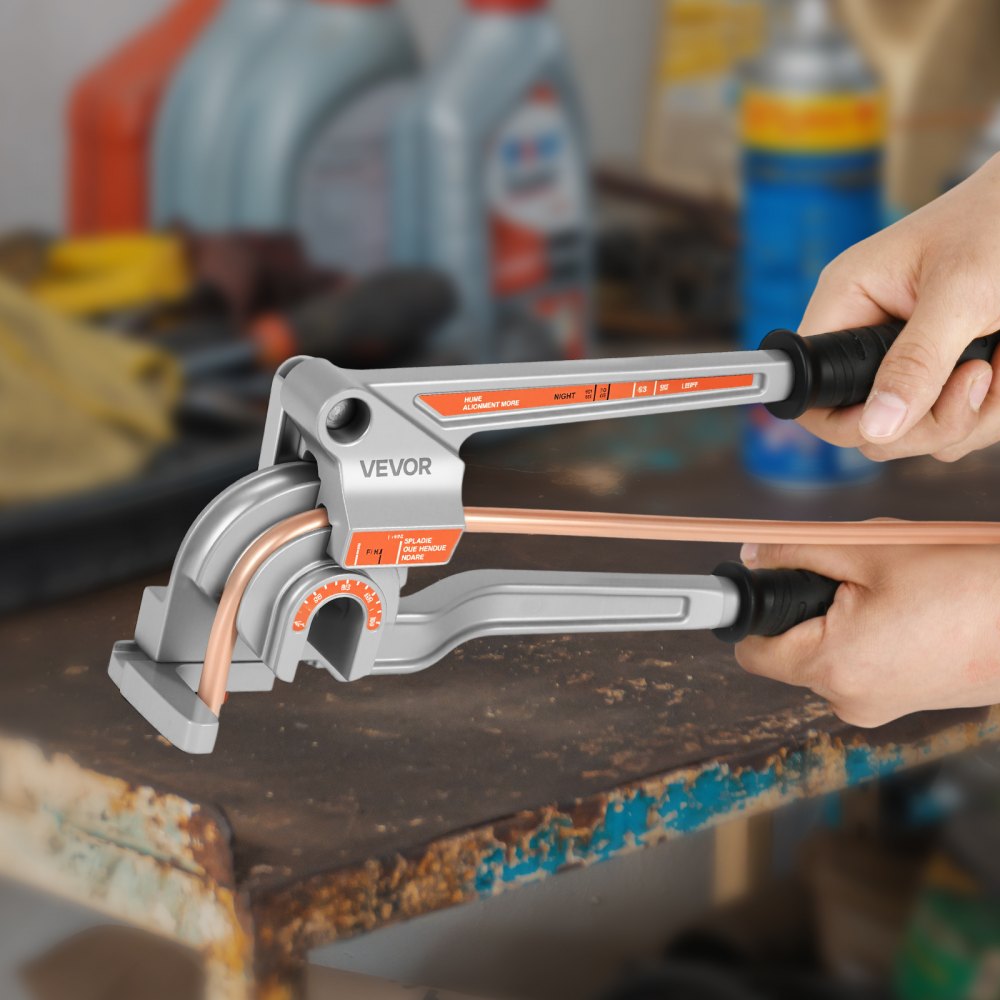 VEVOR Pipe Tube Bender, 1/4" (6.35 mm), 3/8" (9.5 mm), 1/2" (12.7 mm) OD, 3 in 1 Manual Lever Tube Bender, 180° Copper Aluminum Pipes Bending Tool for Automotive Repair, HVAC Air Conditioning