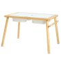 VEVOR Tavolo Sensoriale per Bambini, Banco Multifunzioni in Legno con 2 Sgabelli, Piano a Doppio Lato, Contenitori Portaoggetti e Piedini Antiscivolo, per Giochi con Sabbia e Acqua Disegno Studio