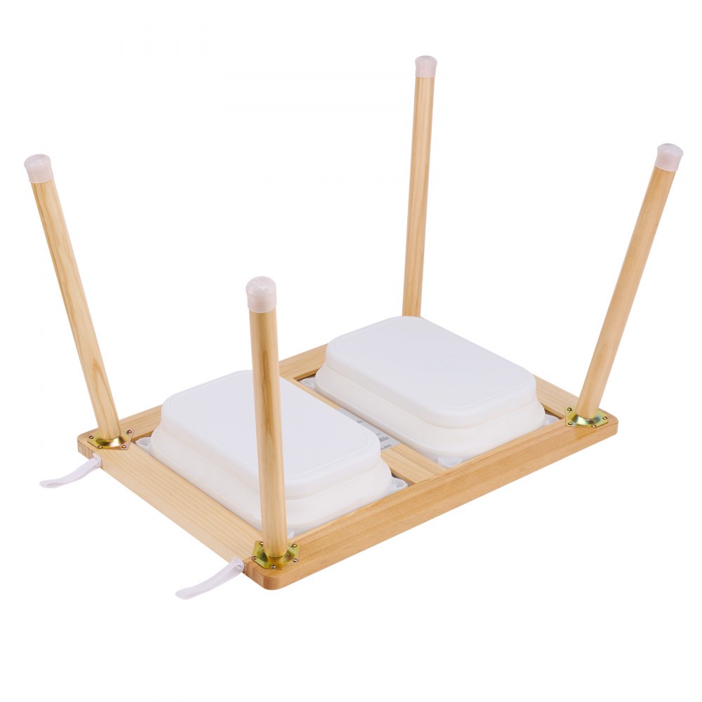 VEVOR Sensory Table Set Activity Table Children's Seating Group and Sand and Water Play Table with 2 Stools & 2 Storage Containers & Paper Roll Holder, Wooden Children's Table – Gift for Children