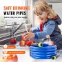 VEVOR Tubo Acqua Riscaldata  4,6 m per Camper, Tubo Acqua Potabile Riscaldato Antigelo fino a -42,7°C, Autoregolante Automatica, ID 158 mm con Set Raccordi Collegamento Rapido, Senza Piombo e BPA