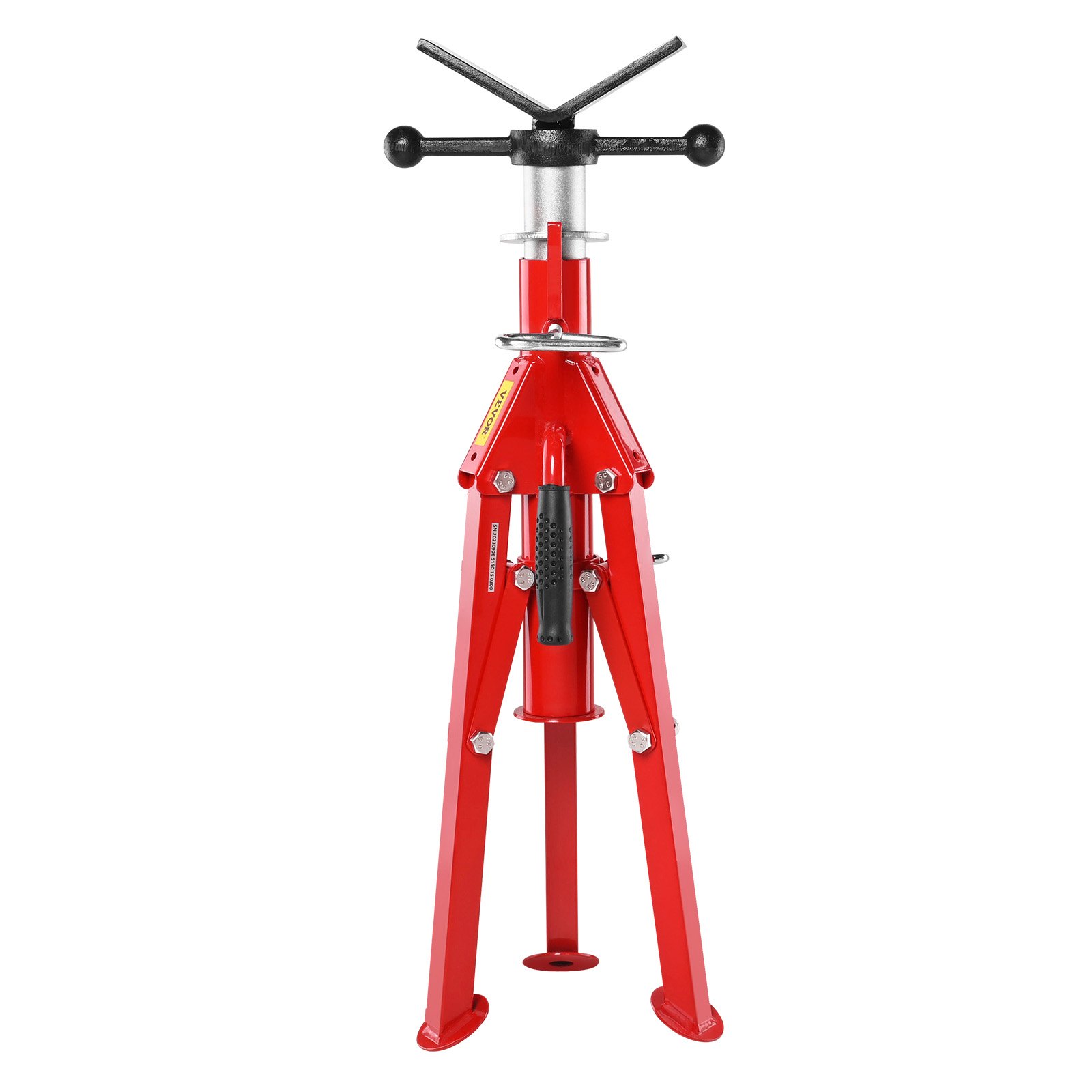 VEVOR Pipe Support Carbon Steel Pipe Stand V-Head Max. Load Capacity 1134 kg Pipe Bracket Height Adjustable from 61 to 107 cm Folding Legs for Transport Ideal for Thread Cutting Machines Roller Grooves