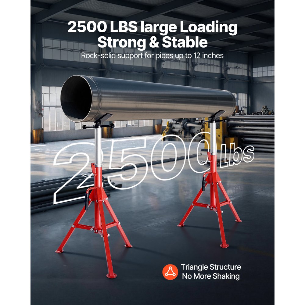 VEVOR V-Head Pipe Stand, Height Adjustable 28-52 Inch Pipe Jack Stand, Portable Foldable Pipe Stand with V-Fold-A-Jacks