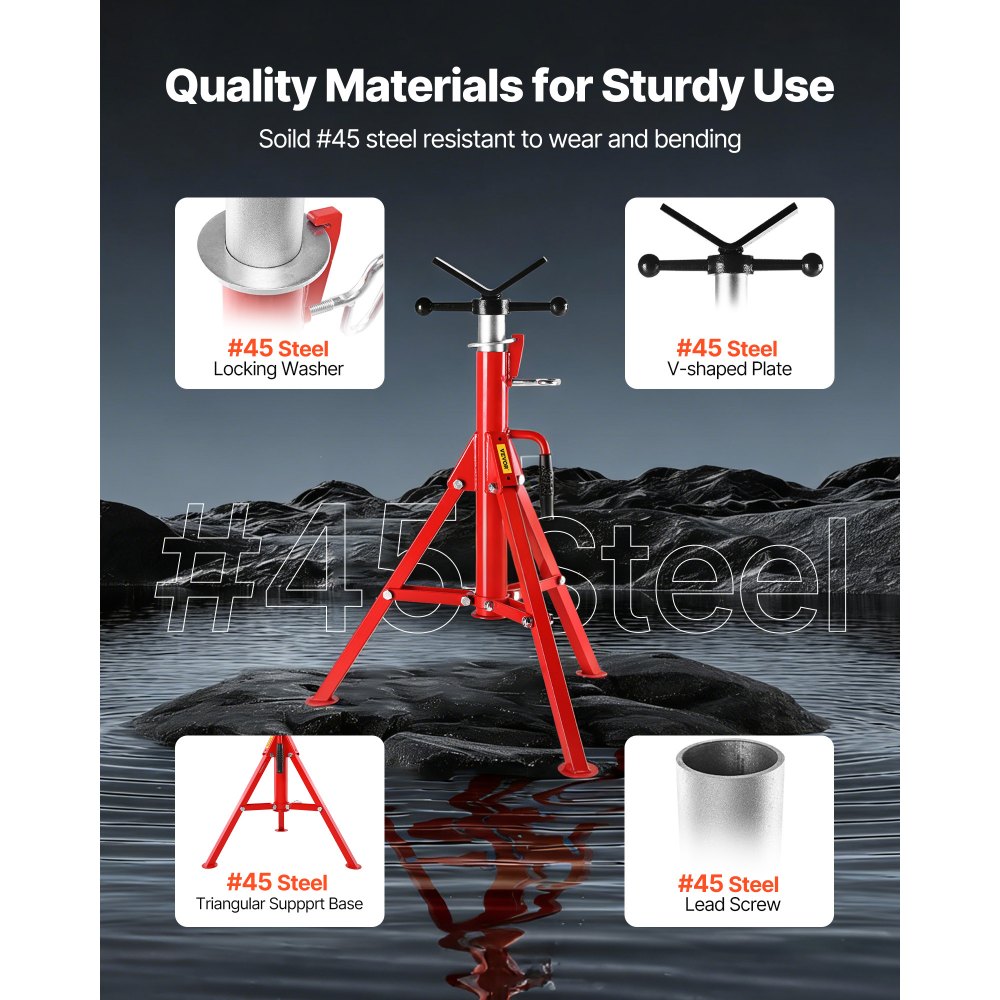 VEVOR V-Head Pipe Stand, Height Adjustable 28-52 Inch Pipe Jack Stand, Portable Foldable Pipe Stand with V-Fold-A-Jacks