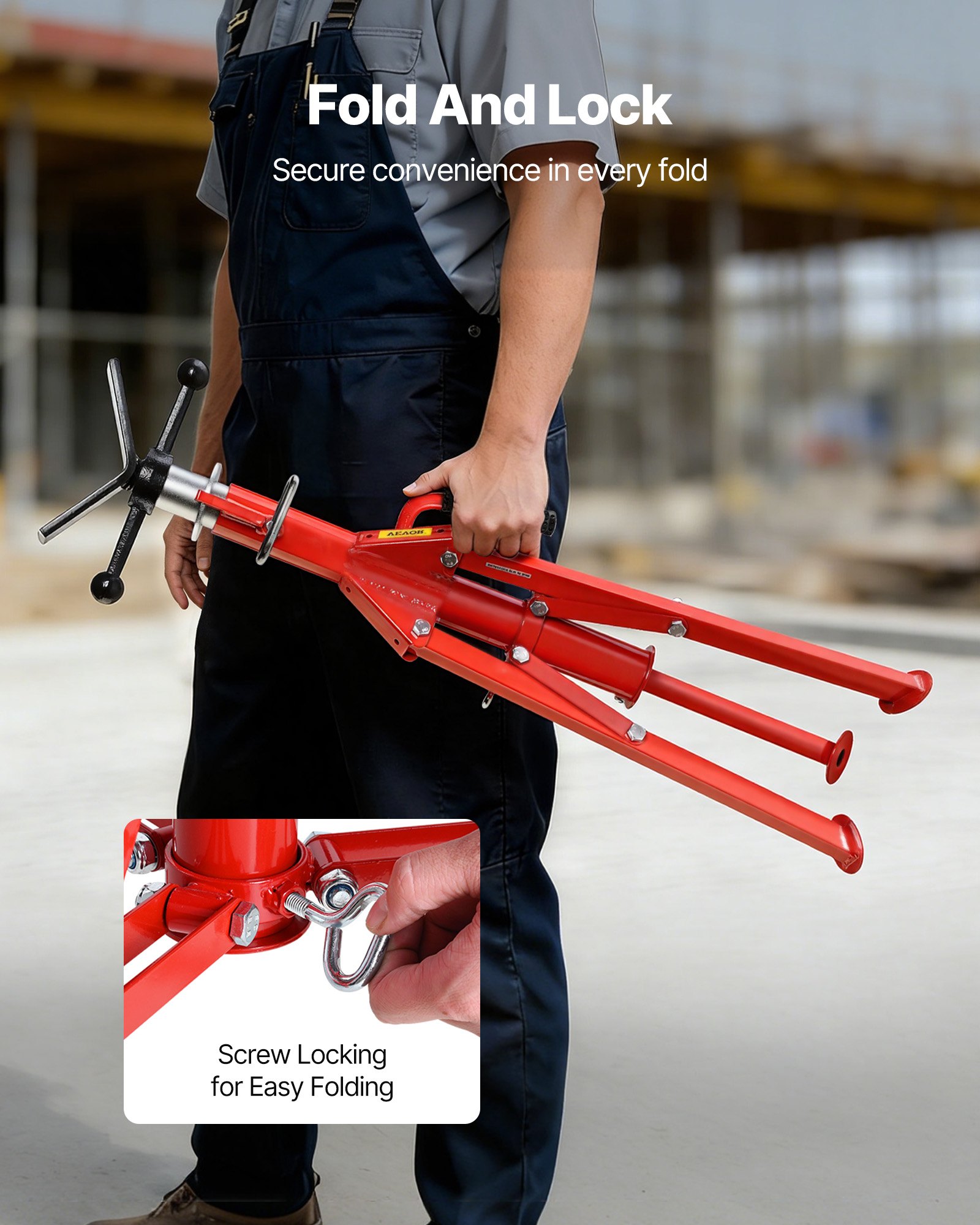 VEVOR V-Head Pipe Stand, Height Adjustable 28-52 Inch Pipe Jack Stand, Portable Foldable Pipe Stand with V-Fold-A-Jacks