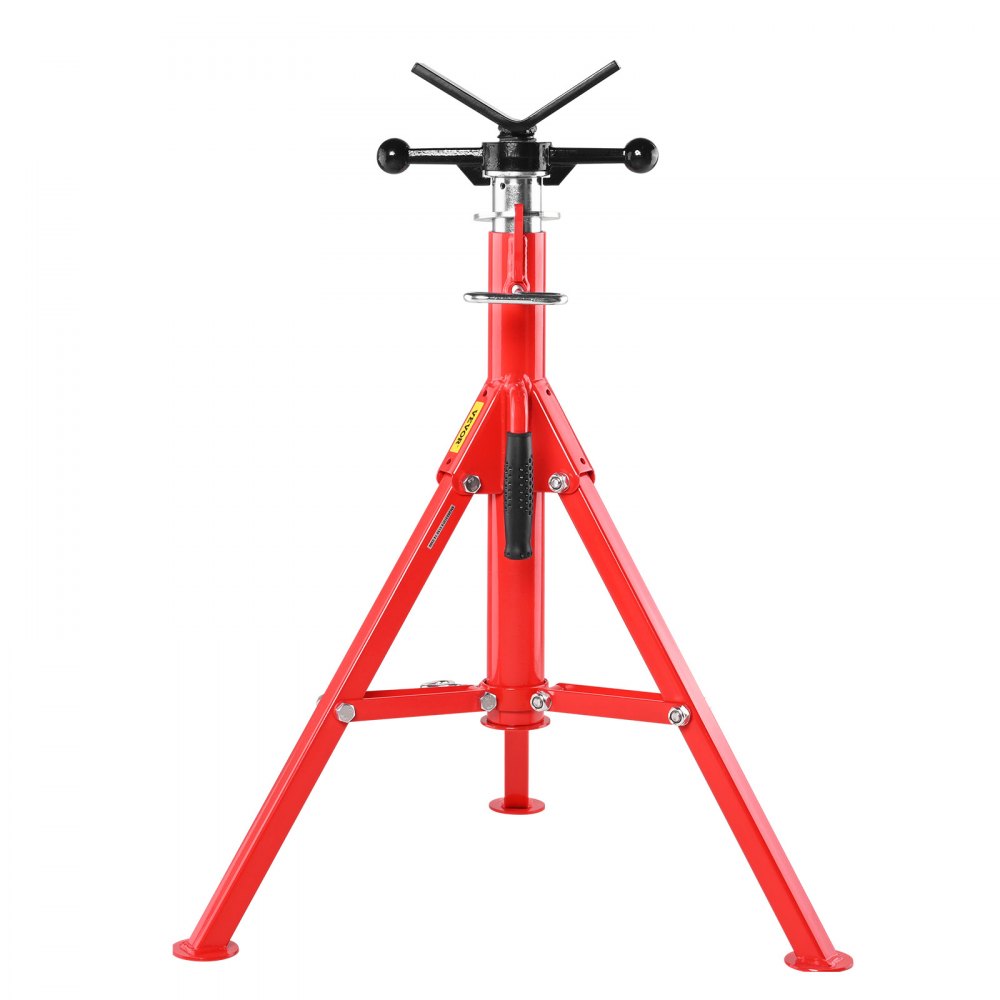 VEVOR V-Head Pipe Stand, 1/8"-12" Capacity, Adjustable Height 28"-52", Pipe Lifting Stand 2500 lb. Load Capacity, Portable Folding Pipe Stand, Carbon Steel Housing, Durable