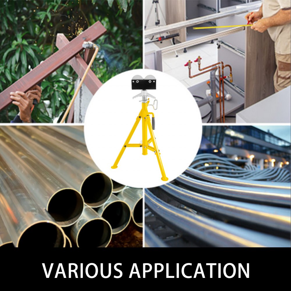 VEVOR Regolabile in Altezza del Supporto per Jack per Tubi da 32 Pollici a 55 Pollici, Supporto per Tubi con Testa a rulli 4500 Libbri / 2 Tonnellate di Capacità per Filettare Tubi